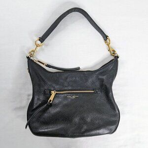 Marc Jacobs Black Pebbled Leather Gold Tone Hardware Recruit Shoulder Bag